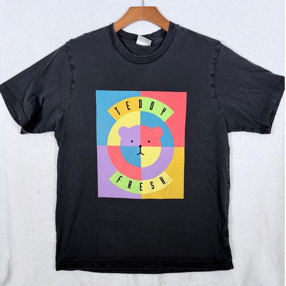 Teddy Fresh T-Shirt Color Block Bear Graphic Black Men's M Cotton Streetwear